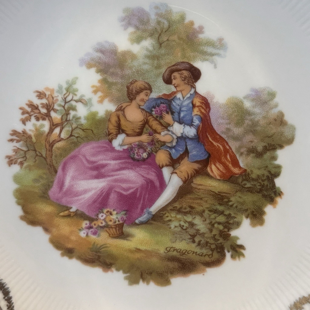Vtg JWK Bavaria W.Germany 11.25”Fragonard Love Story Gold Edge Decoration Plate - Picture 2 of 14